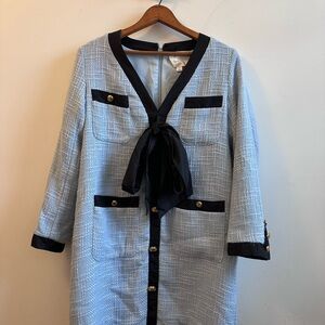 Tuckernuck Pomander Place Light Blue Coco Tweed Bow Dress, Small